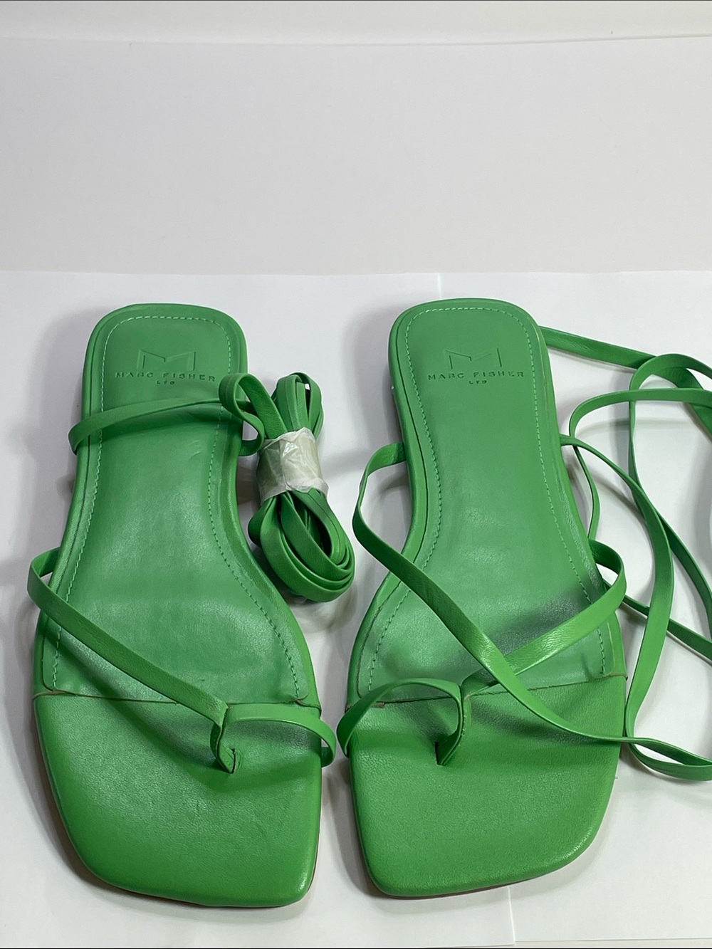Marc Fisher Lime Green Lace-Up Square-Toe Sandals Size 5.5M